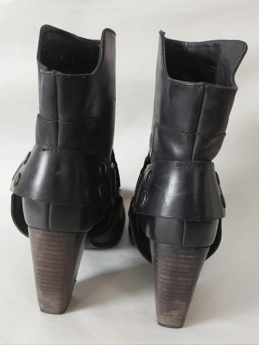 Elisanero Women Ring Harness Steampunk Studs Boots 36 EU Western Moto Block Heel